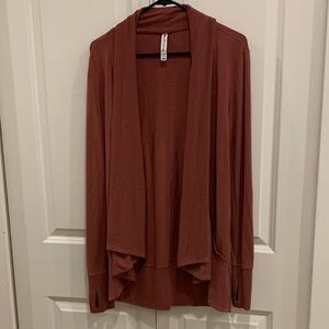 ATHLETA TAWNY ROSE POCKETS NIRVANA PRANAYAMA WRAP CARDIGAN
